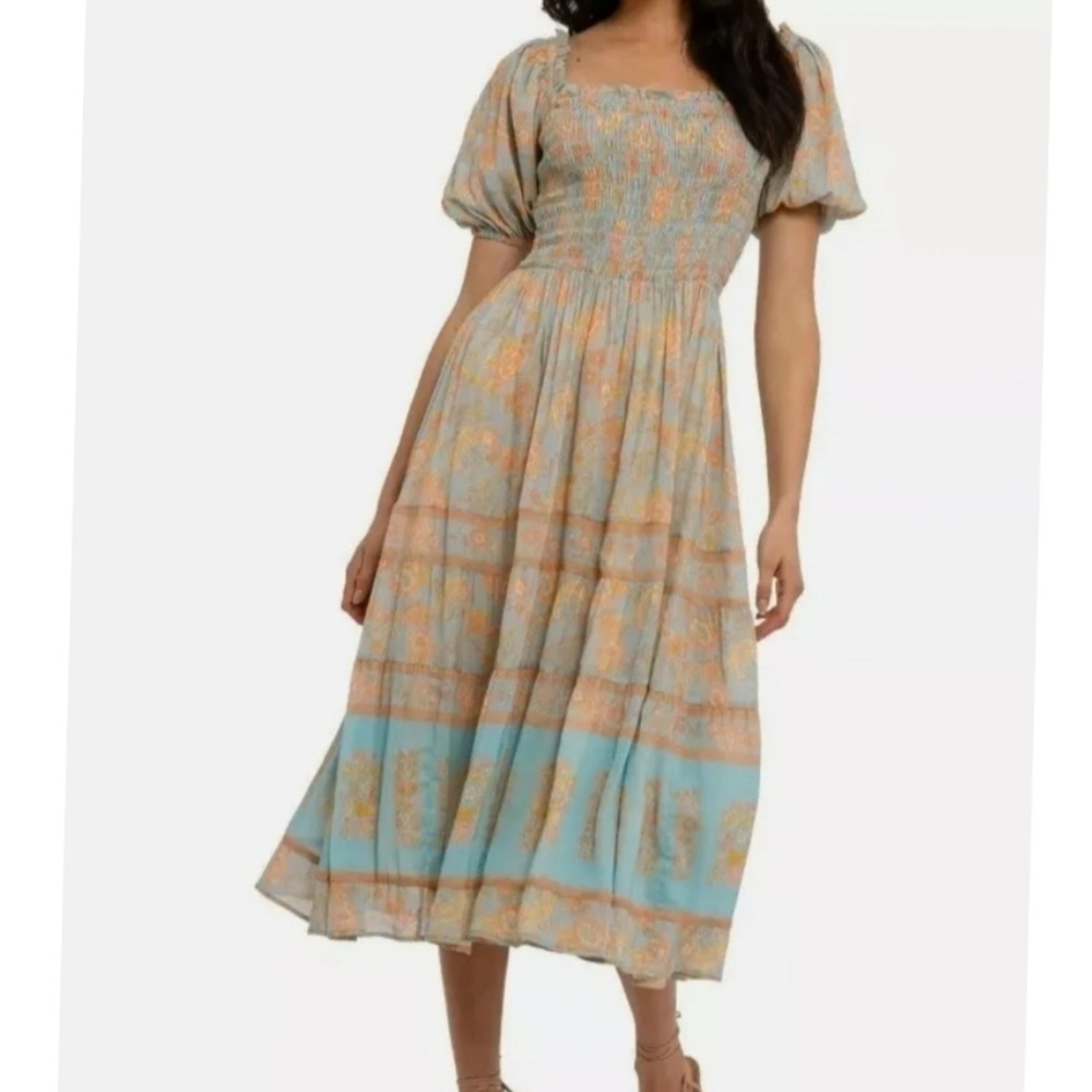 Spell Juniper Shirred Dress